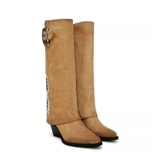 Zodiac Womens Rowena-Wings Zip Tall Suede (Caramel) Western Boots Size 9M